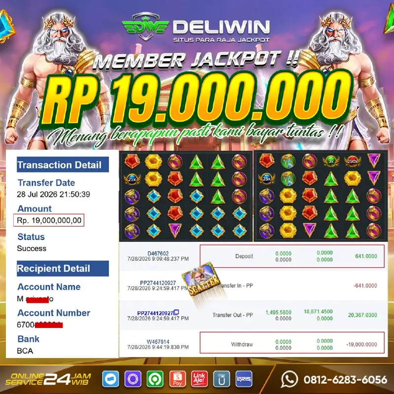 Bukti Jackpot Gates Of Olympus Kamis 23 July 2026 Rp.19.000.000 - LUNAS