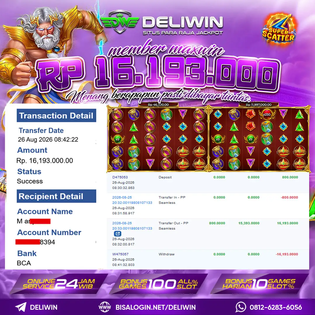 BUKTI PEMBAYARAN BERHASIL MEMBER JACKPOT SUPER SCATTER RP 16.163.000 TUNTAS